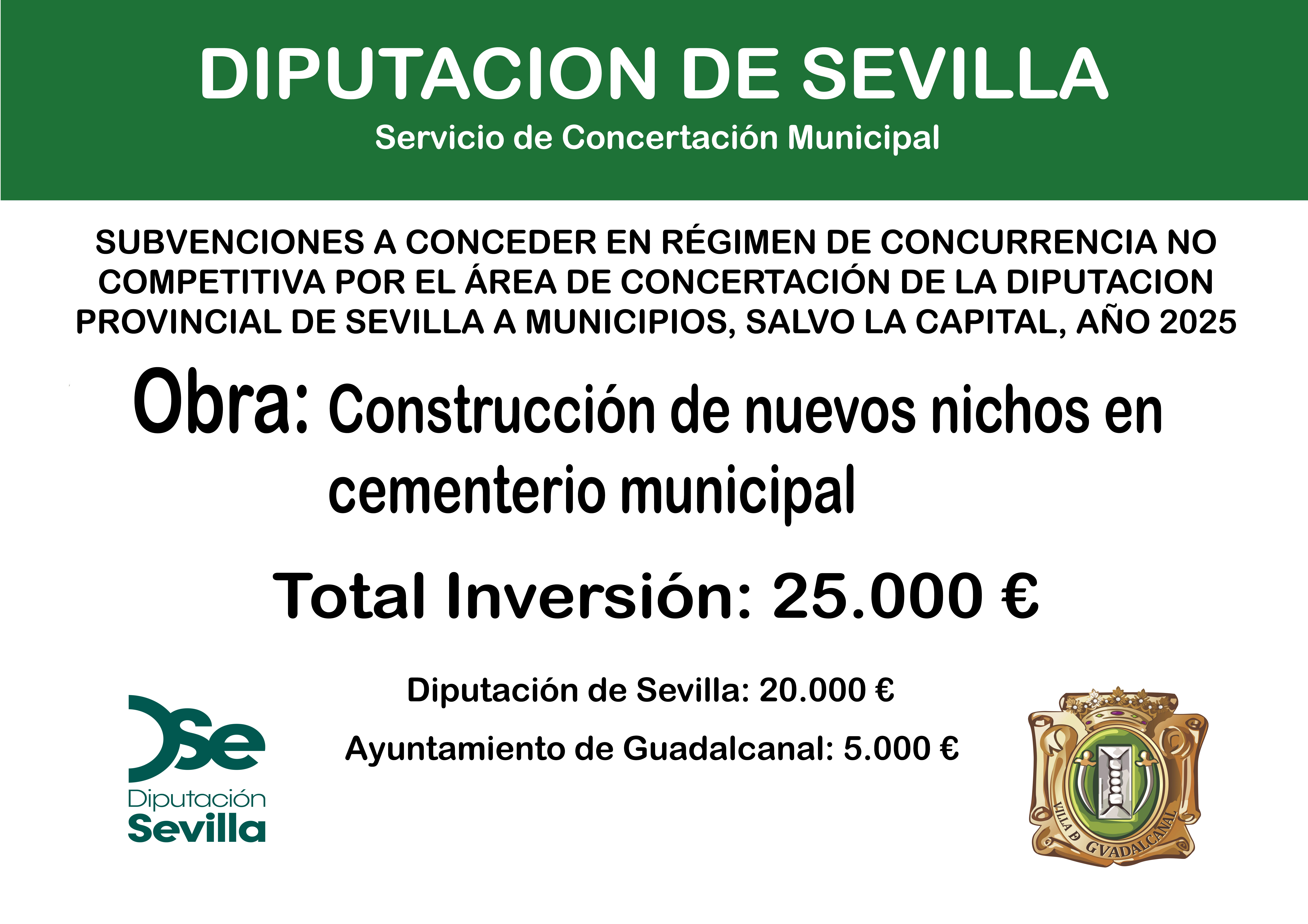 Cartel Obra Diputacion de Sevilla CONCERTACION (Nichos Cementerio) 2025