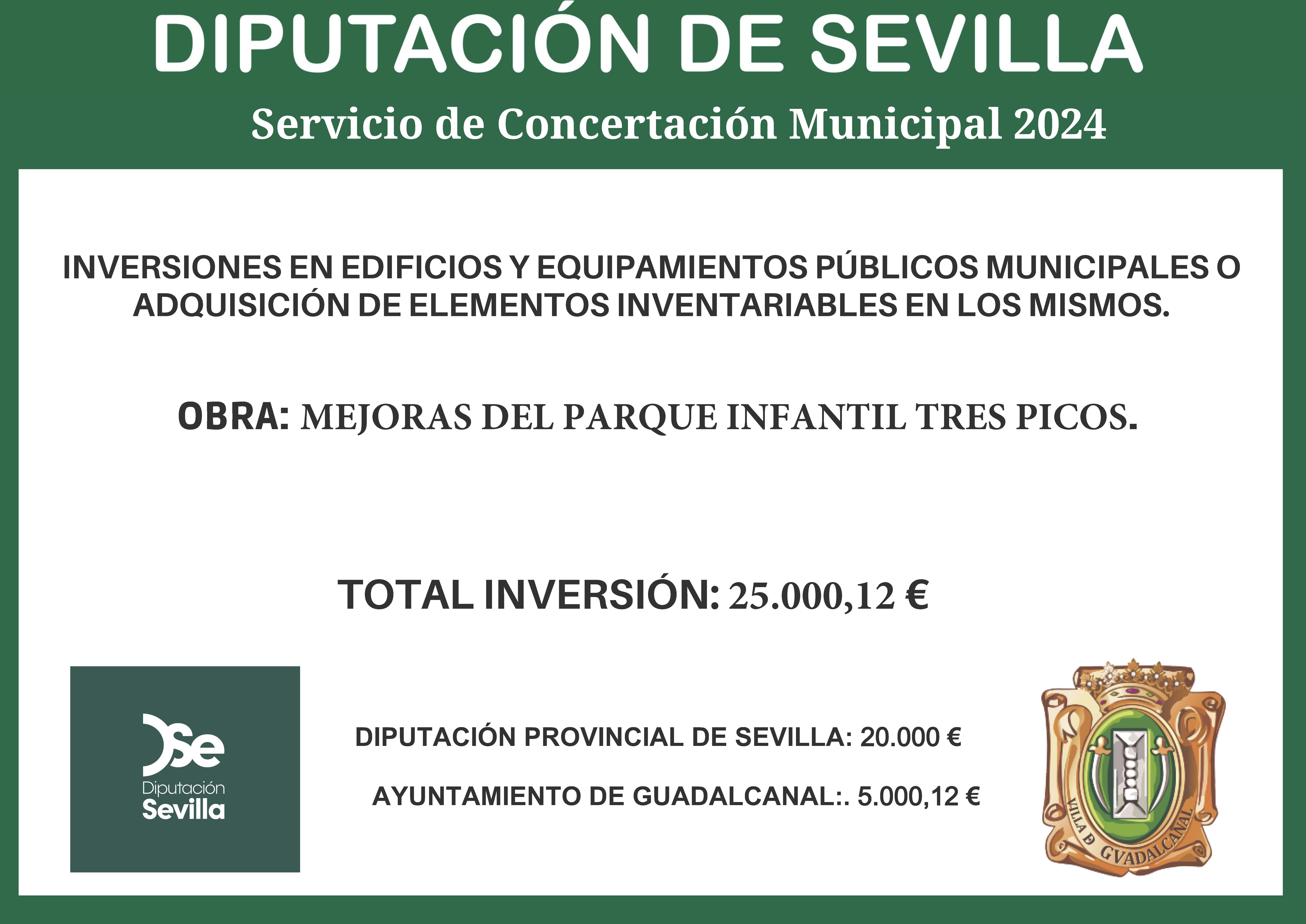 Cartel obra Parque Infantil Tres Picos